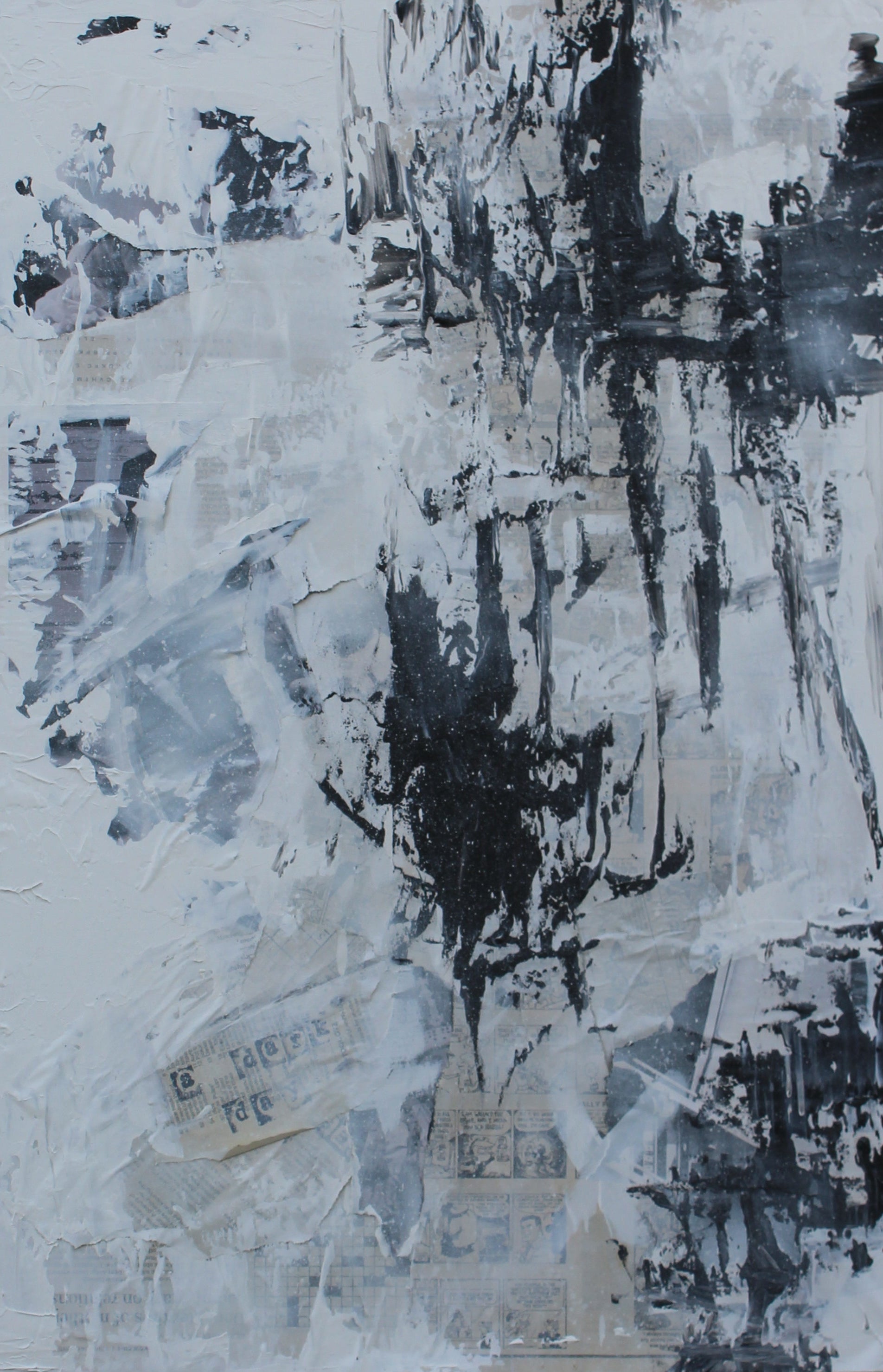 Abstract black and white painting on a wall