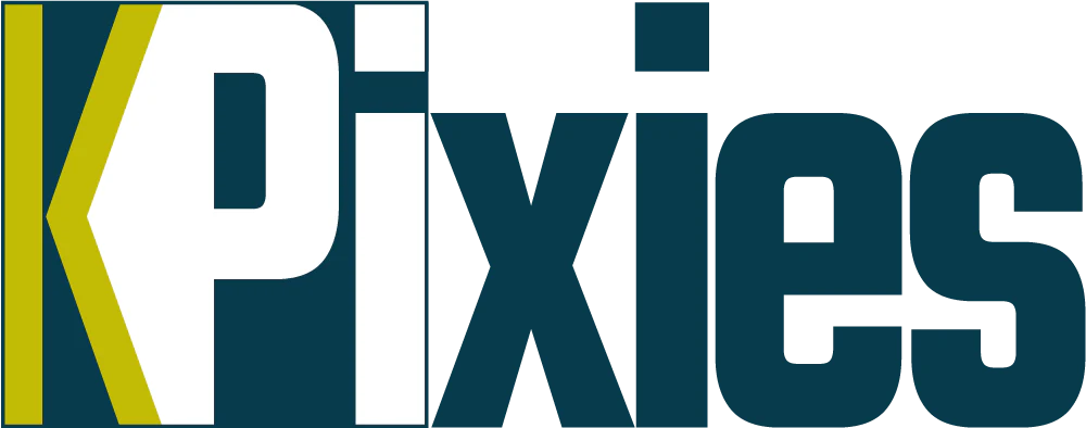 Logo of the band 'Pixies' with a stylized 'K' on a white background