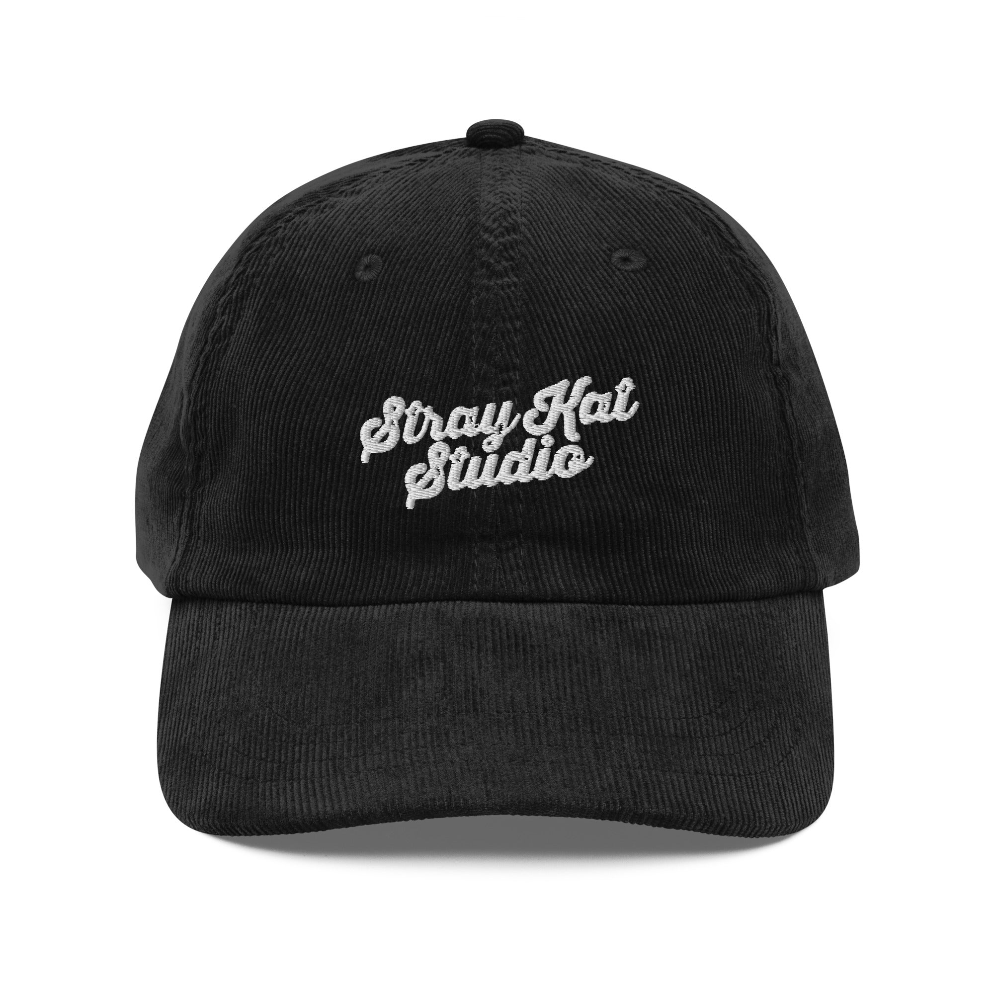 Black Corduroy Logo Hat – Stray Kat Studio